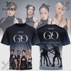 Two Blackpink GO shirts showing album art, group photo and release date: 2026.02.27!