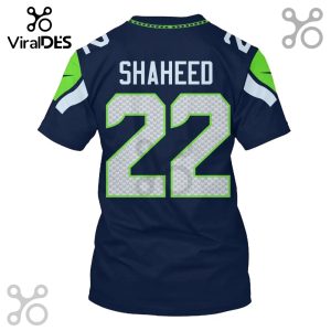 Dark blue football jersey style shirt with the name SHAHEED and number 22 on the back.!