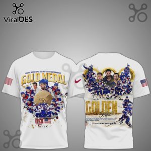 White t-shirt with a 2026 USA Olympic Men's Ice Hockey Team graphic design.!