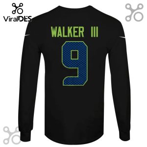 Black long-sleeve shirt with 'WALKER III' and the number '9' in blue/green.!