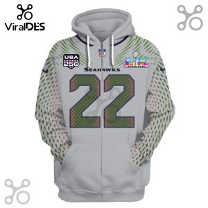 Seattle Seahawks #22 all-over print hoodie for Super Bowl LVI.!