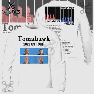 Tomahawk 2026 US Tour design featuring band member photos and tour dates on a white long-sleeve shirt.!