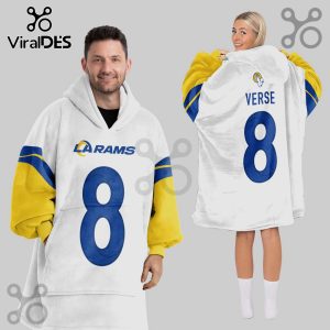 Los Angeles Rams 8 White Oversized Wearable Blanket Hoodie Los Angeles Rams 8 White Oversized Wearable Blanket Hoodie