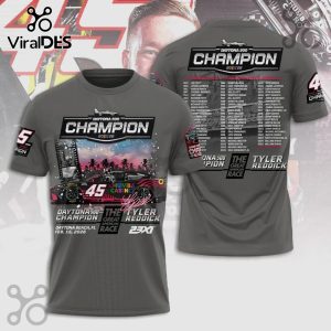 Daytona 500 Champion 2026 Tyler Reddick racing t-shirt with car #45 and past champions listed.!