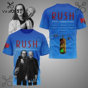 Blue Rush Fifty Something tour shirt featuring Geddy Lee, Alex Lifeson, and tour dates.!