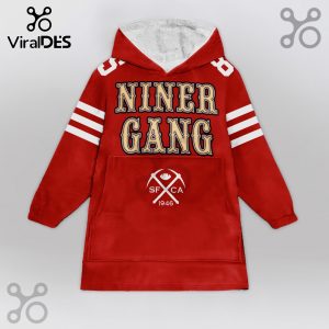 Red Snuggle Hoodie with 'Niner Gang' text, football logo, and '1946'.!