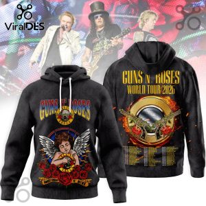 Guns N' Roses World Tour 2026 3D T-Shirt. Official merch featuring 3D graphics. Limited edition design.