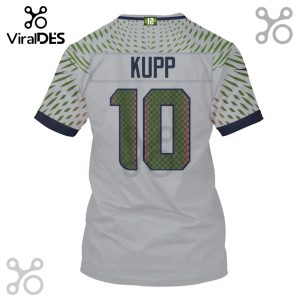 White sports jersey with the name Kupp and number 10 on the back.!
