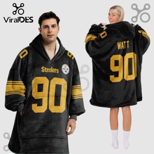 Pittsburgh Steelers Watt 90 NFL Oversized Wearable Blanket Hoodie