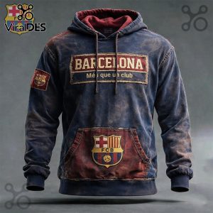 Barcelona hoodie featuring the club's logo, crest, and motto.!