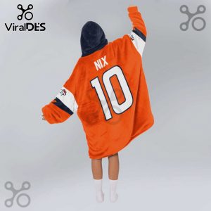 Orange hooded blanket featuring 'NIX' and the number '10' in white, designed as a sports jersey.!