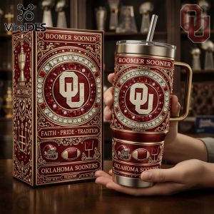 Oklahoma Sooners Boomer NCAA Football Luxury Rhinestone Insulated Tumbler