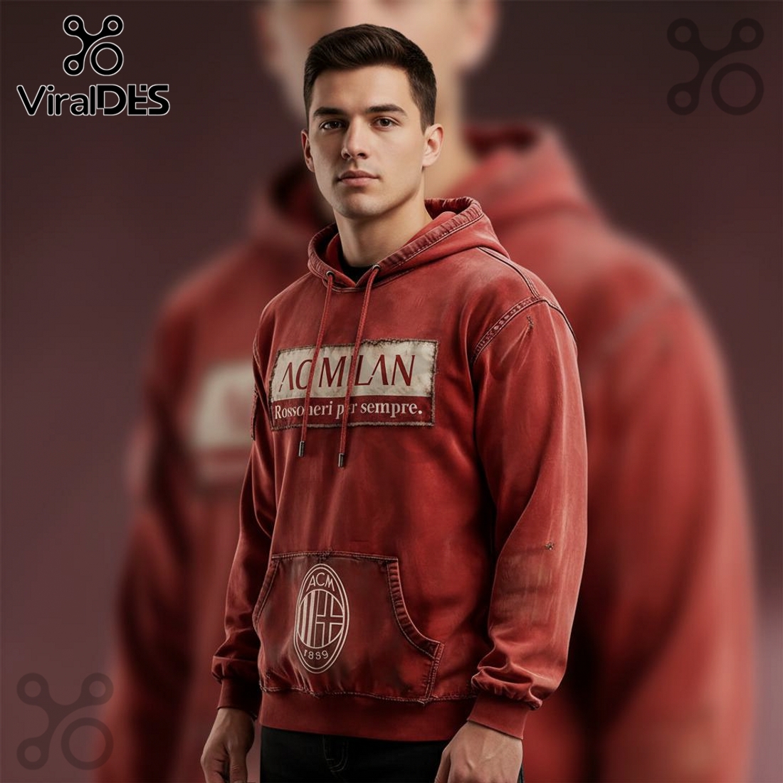 AC Milan Football Club – Rosso Neri per Sempre Vintage Premium Hoodie AC Milan Football Club – Rosso Neri per Sempre Vintage Premium Hoodie