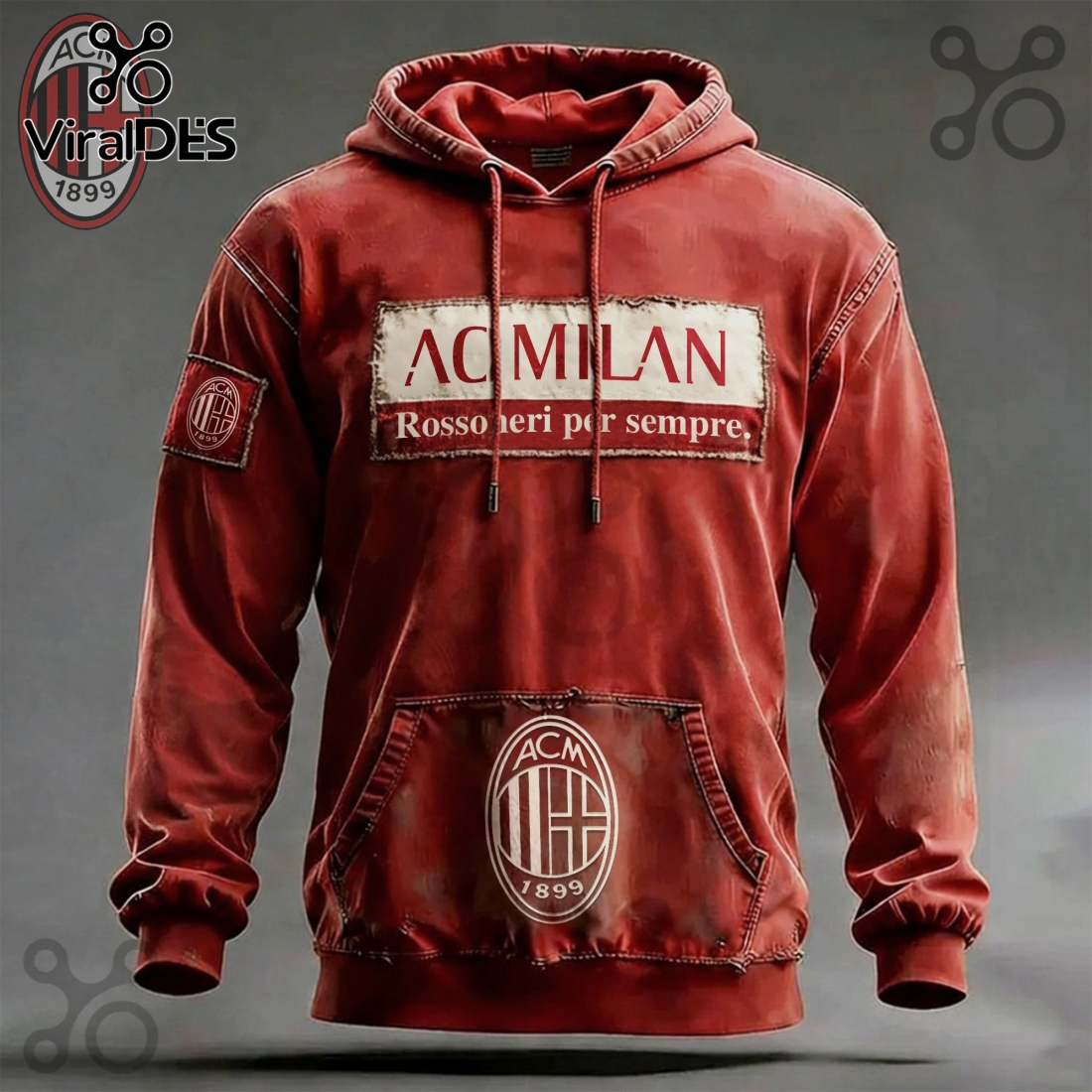 AC Milan Football Club – Rosso Neri per Sempre Vintage Premium Hoodie AC Milan Football Club – Rosso Neri per Sempre Vintage Premium Hoodie