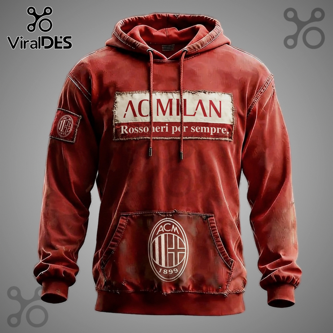 AC Milan Football Club – Rosso Neri per Sempre Vintage Premium Hoodie AC Milan Football Club – Rosso Neri per Sempre Vintage Premium Hoodie