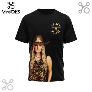 Black t-shirt featuring Lainey Wilson and her logo.!
