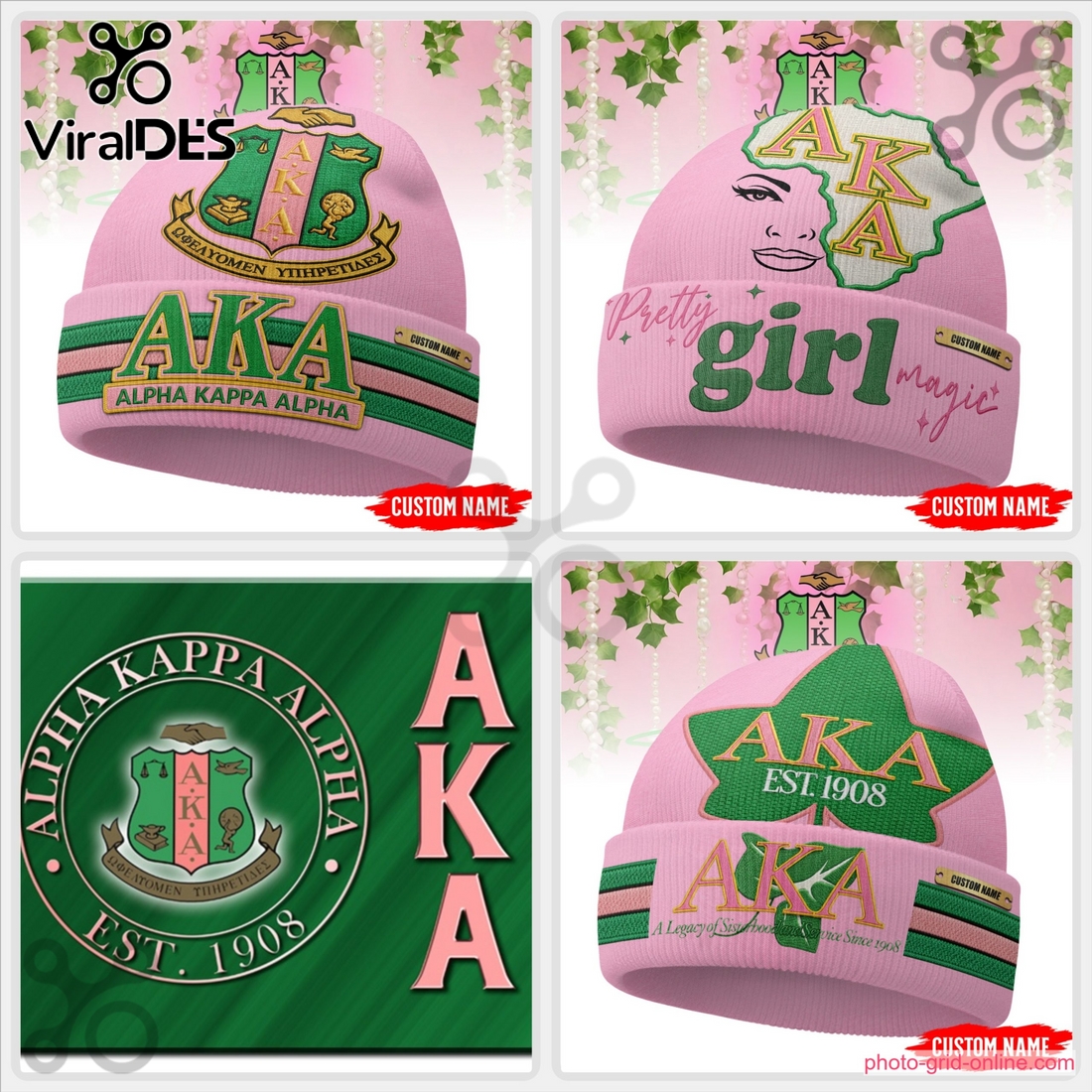 Alpha Kappa Alpha Custom Name Beanie Hat Alpha Kappa Alpha Custom Name Beanie Hat