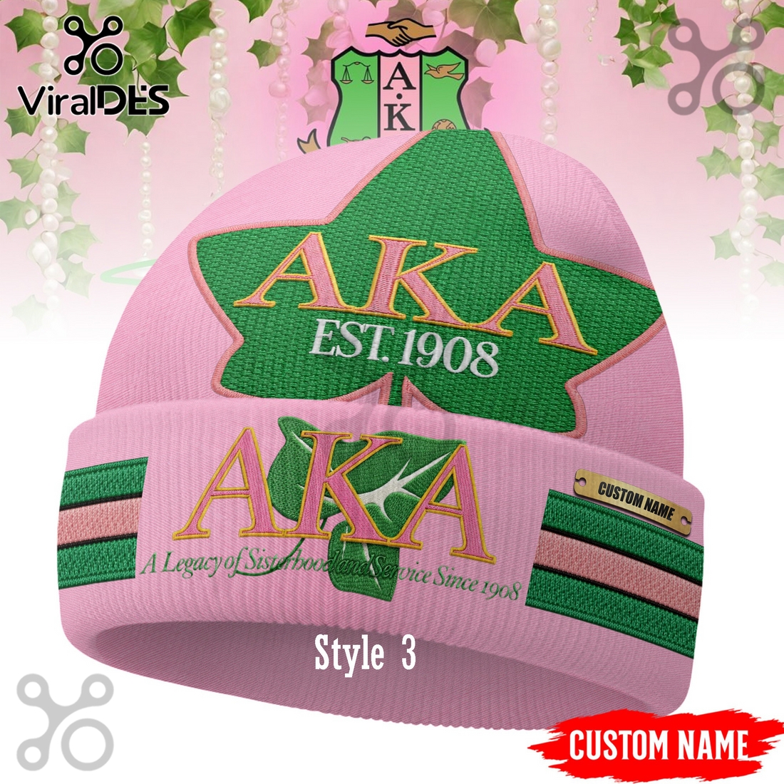 Alpha Kappa Alpha Custom Name Beanie Hat Alpha Kappa Alpha Custom Name Beanie Hat