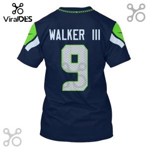 Navy blue football jersey with 'WALKER III' and number '9' on the back.!