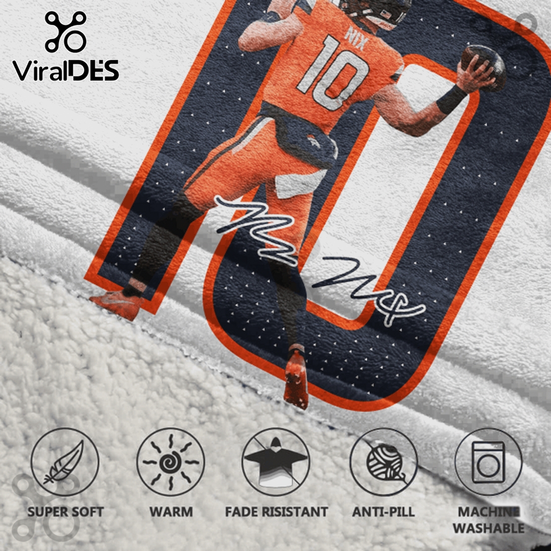 Bo Nix Denver Broncos 10 Football Player Oversized Blanket Hoodie Bo Nix Denver Broncos 10 Football Player Oversized Blanket Hoodie