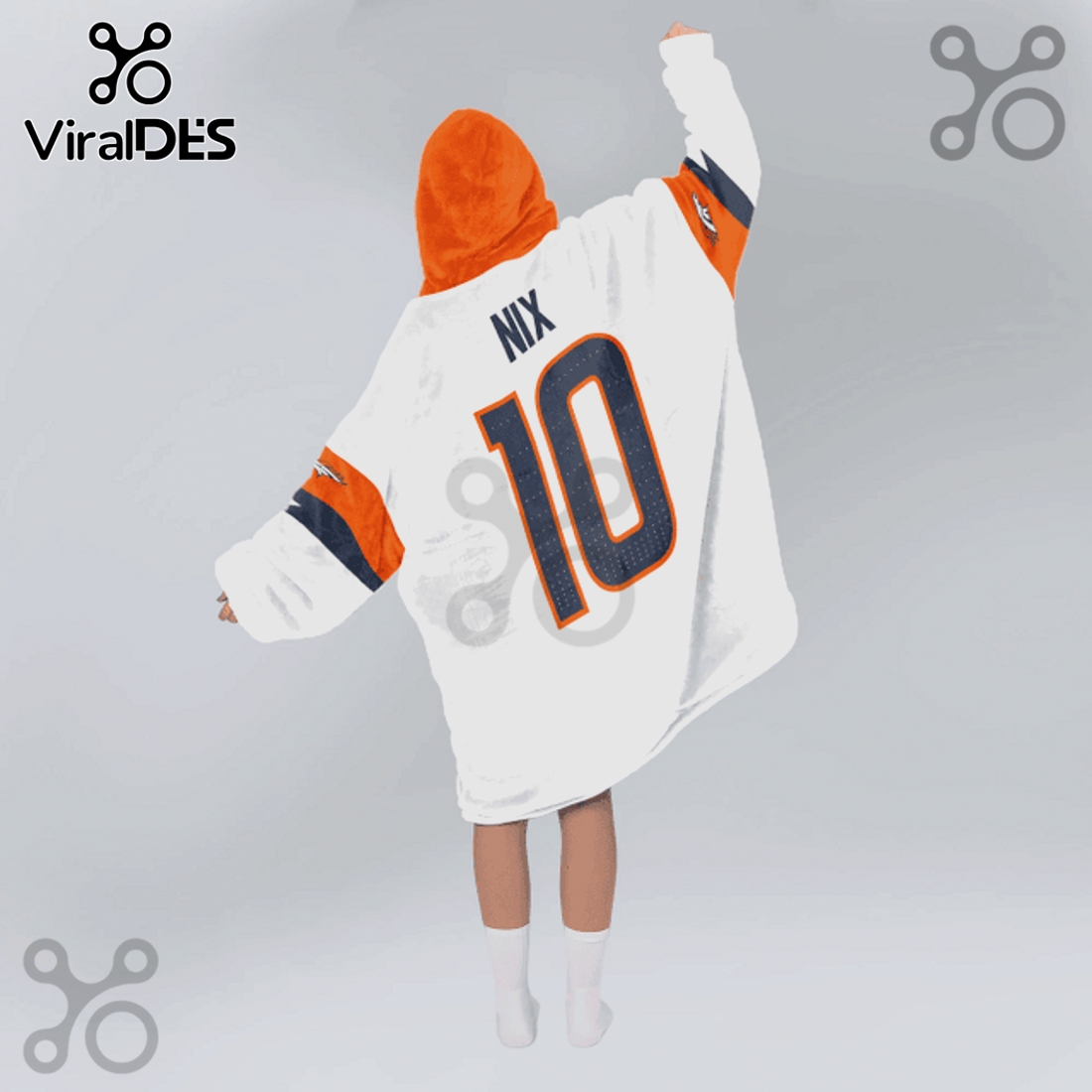 Bo Nix Denver Broncos 10 Football Player Oversized Blanket Hoodie Bo Nix Denver Broncos 10 Football Player Oversized Blanket Hoodie