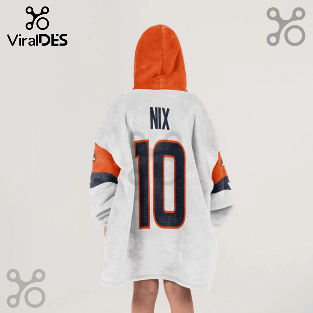 Bo Nix Denver Broncos 10 Football Player Oversized Blanket Hoodie Bo Nix Denver Broncos 10 Football Player Oversized Blanket Hoodie