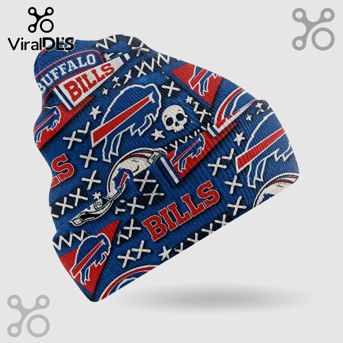 Buffalo Bills Fan Gear All-Over Print Beanie Hat Buffalo Bills Fan Gear All-Over Print Beanie Hat