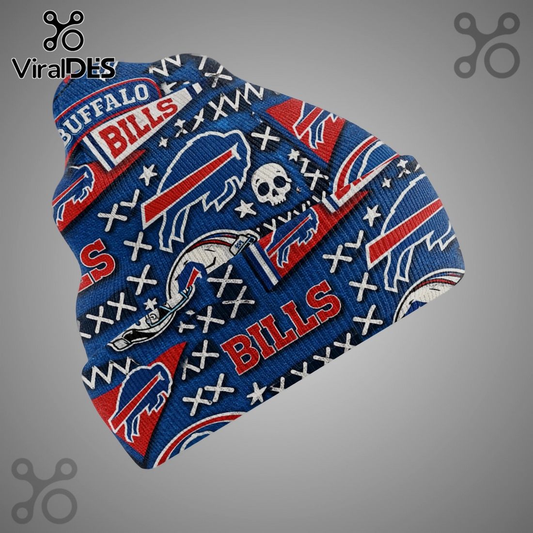 Buffalo Bills Fan Gear All-Over Print Beanie Hat Buffalo Bills Fan Gear All-Over Print Beanie Hat