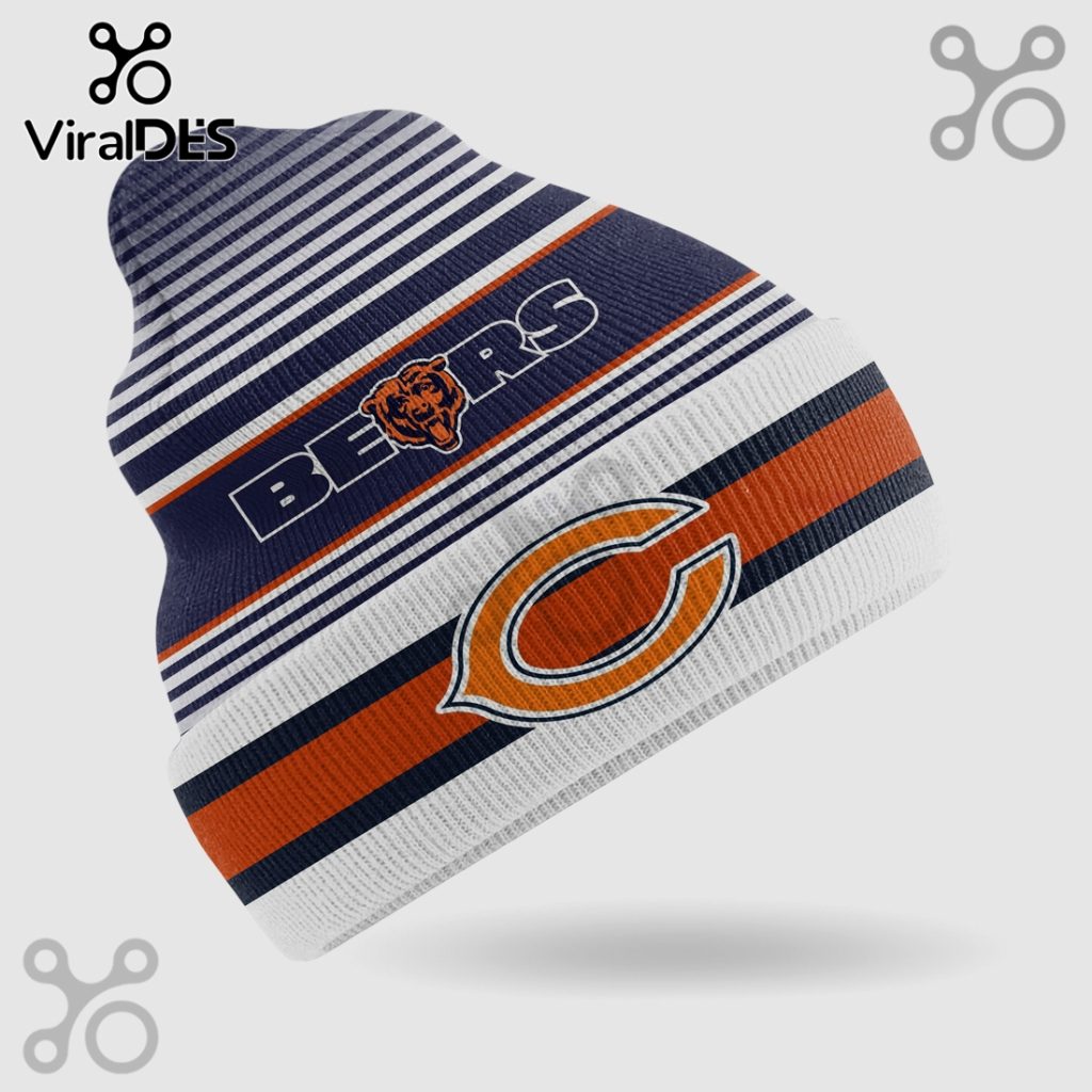 Chicago Bears NFL Striped Knit Beanie Hat