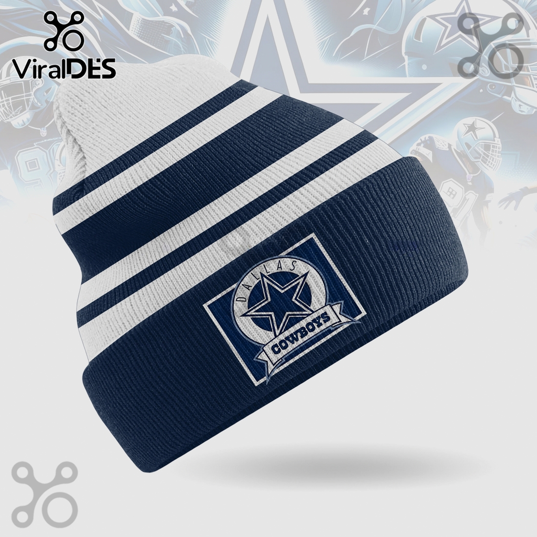 Dallas Cowboys Striped Cuffed Knit Beanie Hat Dallas Cowboys Striped Cuffed Knit Beanie Hat
