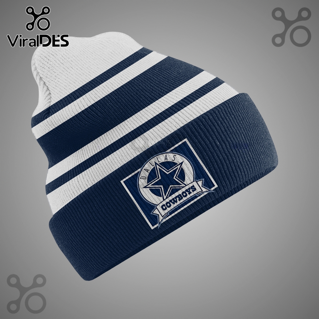 Dallas Cowboys Striped Cuffed Knit Beanie Hat Dallas Cowboys Striped Cuffed Knit Beanie Hat
