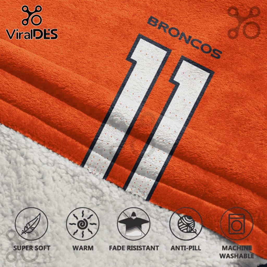 Denver Broncos Troy Franklin 11 Football Oversized Blanket Hoodie