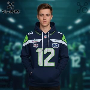 Seattle Seahawks 12th Fan 50th Anniversary Premium 3D Hoodie
