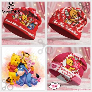 Winnie-the-Pooh Valentine Day Custom Beanie Hat Winnie-the-Pooh Valentine Day Custom Beanie Hat