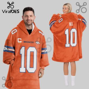 Orange Snuggle Hoodie featuring Broncos logo, number 10, and the name NIX on the back.!