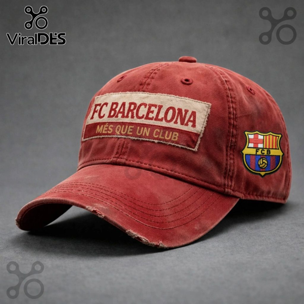 FC Barcelona Distressed Logo Cap – Vintage Soccer Club Baseball Hat