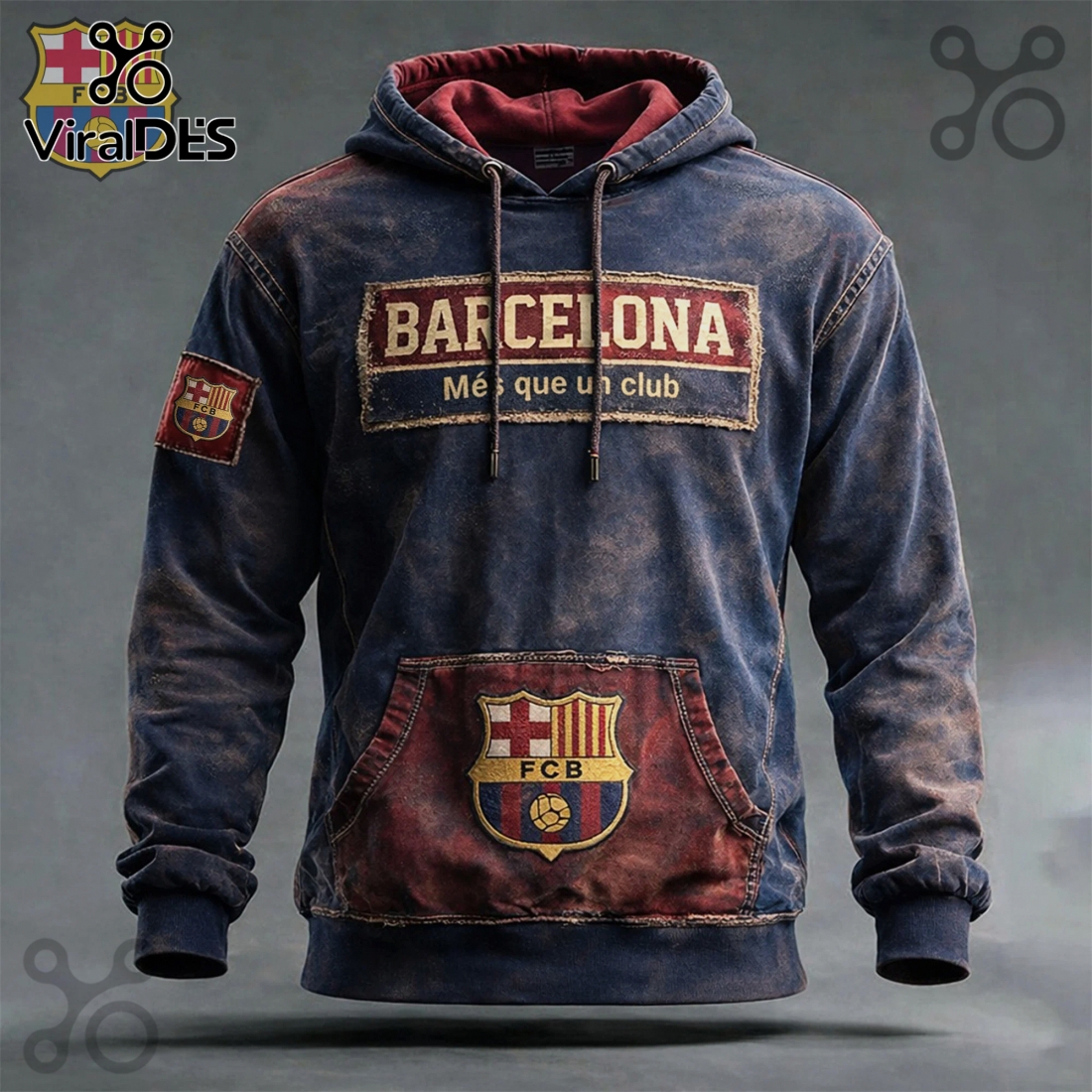 FC Barcelona Vintage Premium Graphic Pullover Hoodie FC Barcelona Vintage Premium Graphic Pullover Hoodie