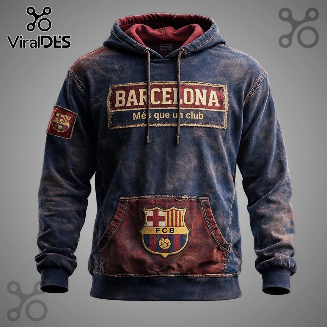 FC Barcelona Vintage Premium Graphic Pullover Hoodie FC Barcelona Vintage Premium Graphic Pullover Hoodie
