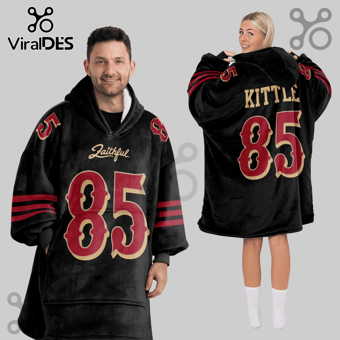 George Kittle 85 San Francisco 49ers Faithful Player Oversized Blanket Hoodie George Kittle 85 San Francisco 49ers Faithful Player Oversized Blanket Hoodie