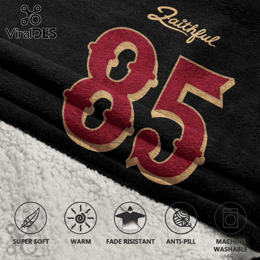 George Kittle 85 San Francisco 49ers Faithful Player Oversized Blanket Hoodie George Kittle 85 San Francisco 49ers Faithful Player Oversized Blanket Hoodie