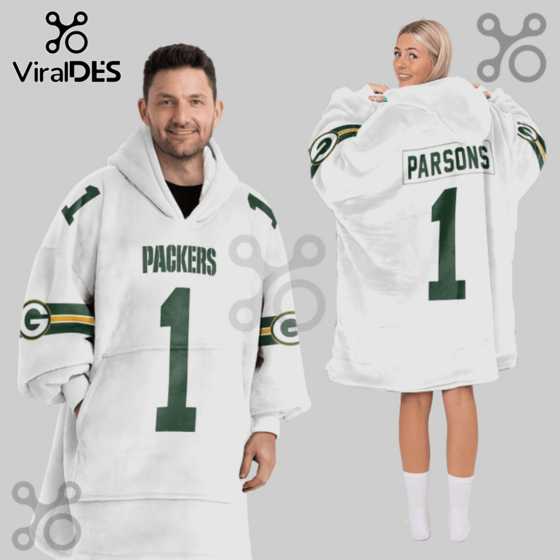 Green Bay Packers 1 Football Jersey Oversized Blanket Hoodie Green Bay Packers 1 Football Jersey Oversized Blanket Hoodie
