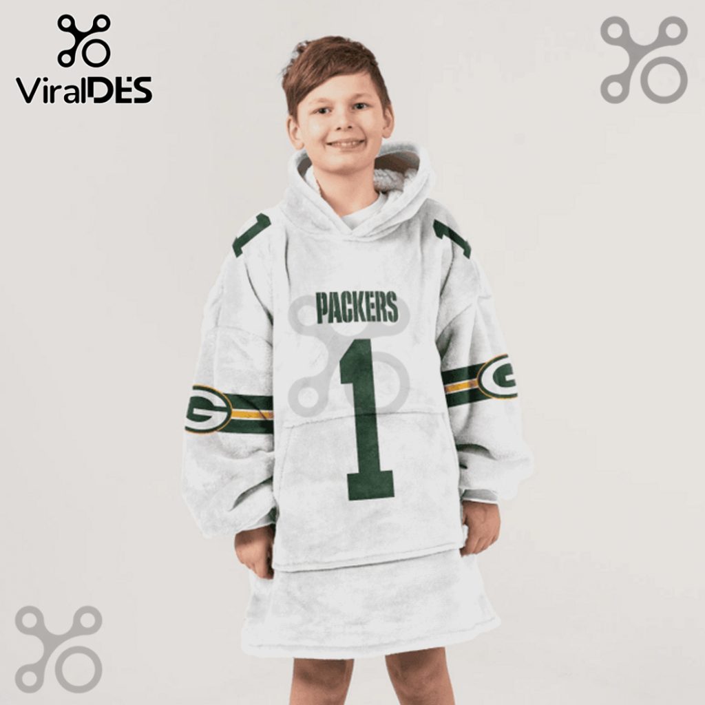 Green Bay Packers 1 Football Jersey Oversized Blanket Hoodie Green Bay Packers 1 Football Jersey Oversized Blanket Hoodie