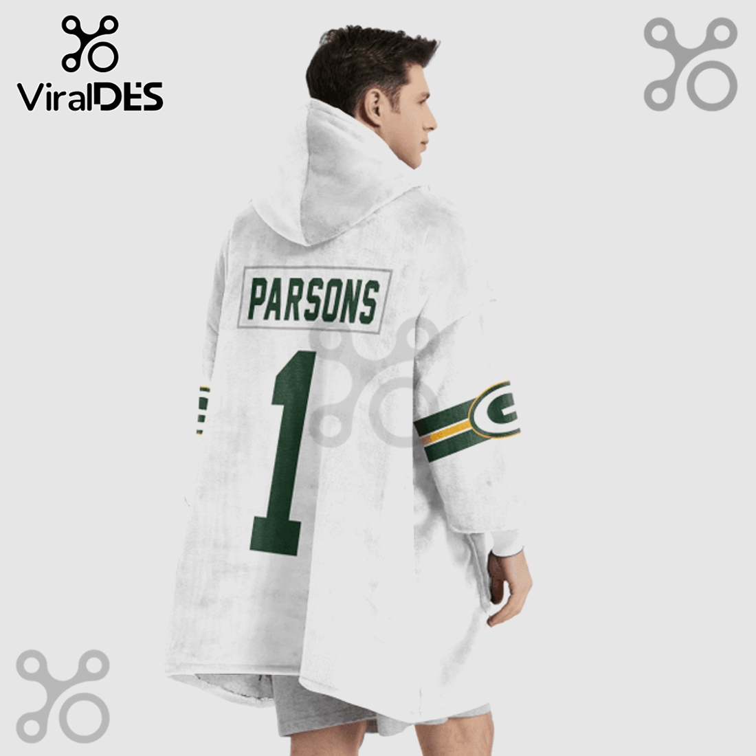 Green Bay Packers 1 Football Jersey Oversized Blanket Hoodie Green Bay Packers 1 Football Jersey Oversized Blanket Hoodie