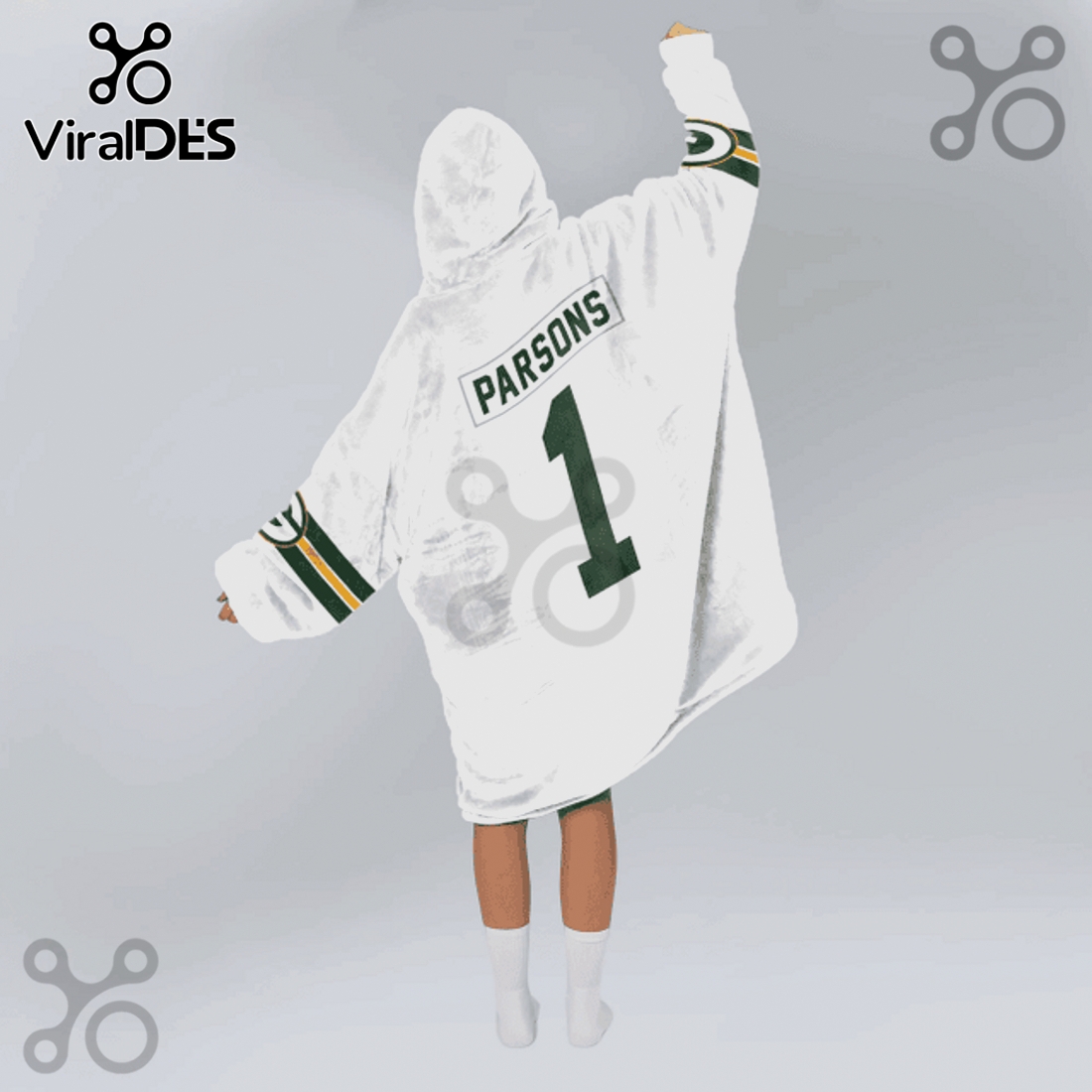 Green Bay Packers 1 Football Jersey Oversized Blanket Hoodie Green Bay Packers 1 Football Jersey Oversized Blanket Hoodie