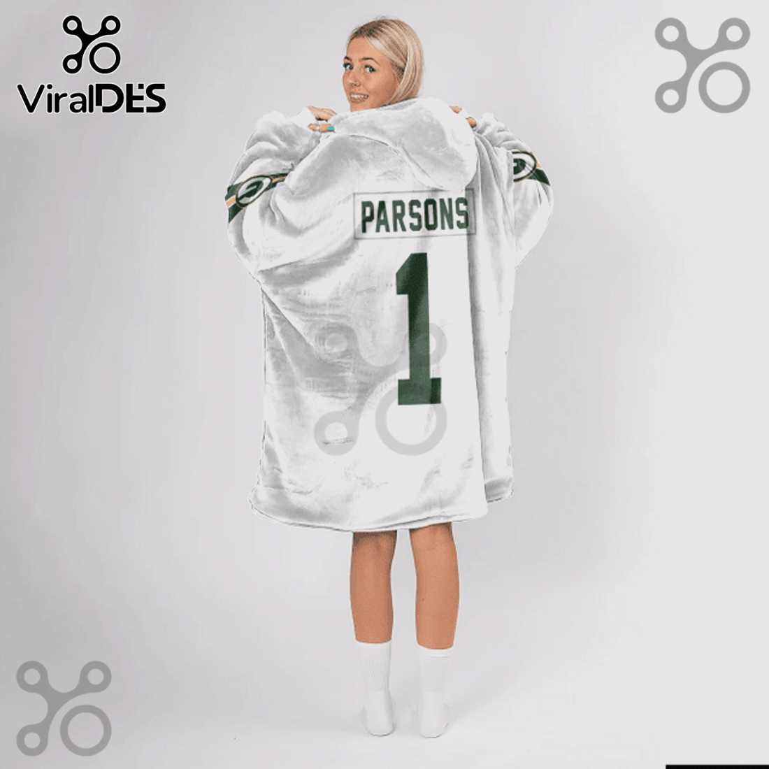 Green Bay Packers 1 Football Jersey Oversized Blanket Hoodie Green Bay Packers 1 Football Jersey Oversized Blanket Hoodie