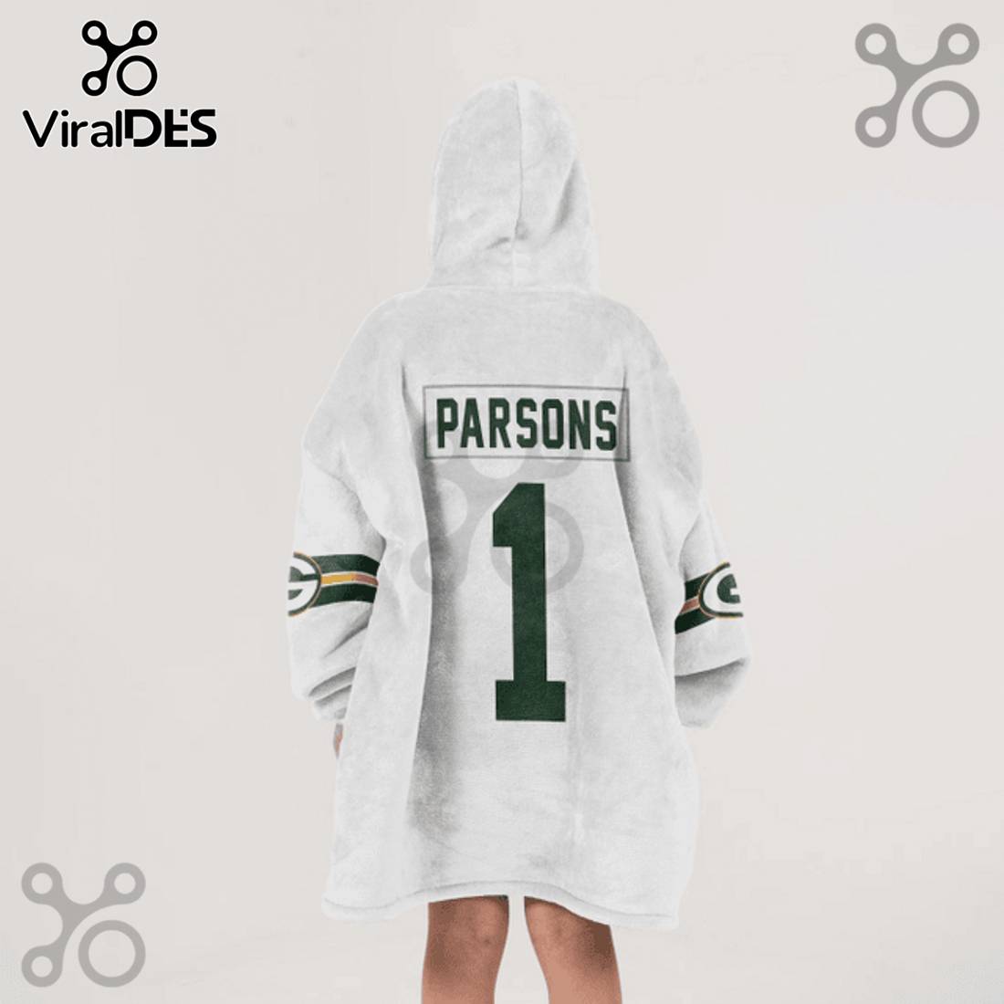 Green Bay Packers 1 Football Jersey Oversized Blanket Hoodie Green Bay Packers 1 Football Jersey Oversized Blanket Hoodie