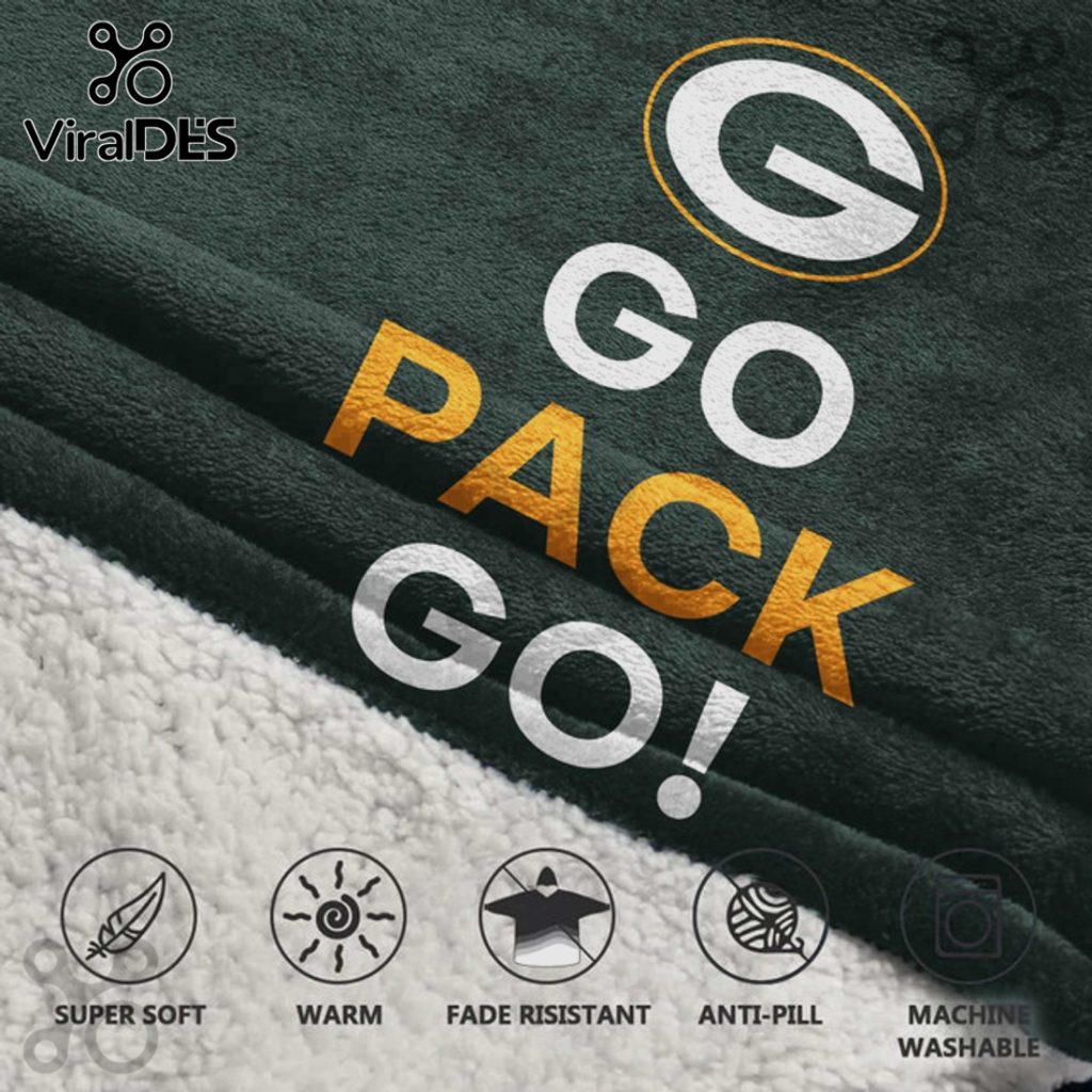 Green Bay Packers Go Pack Go NFL Player Blanket Hoodie