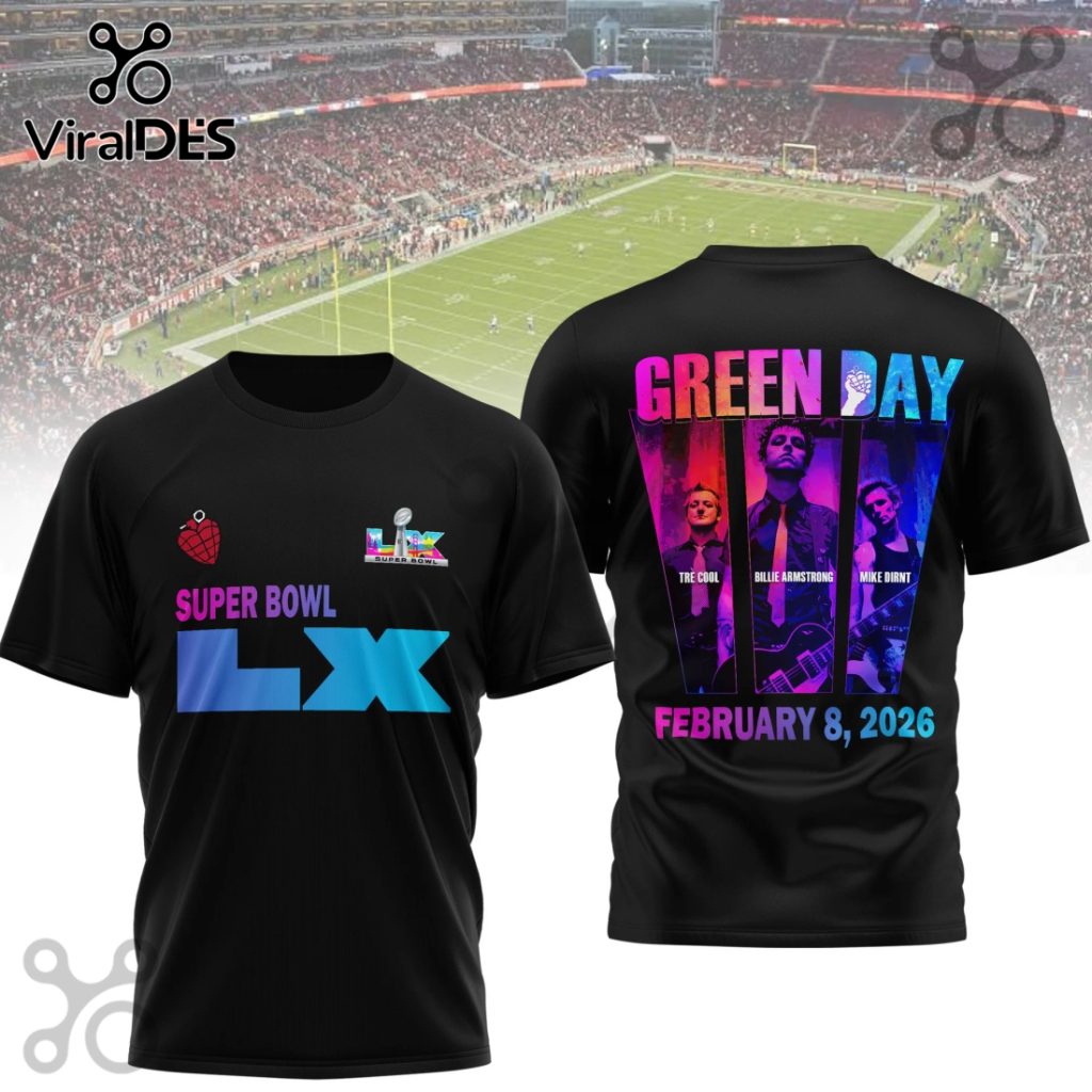 Green Day Super Bowl LX Champions Black 3D T-Shirt