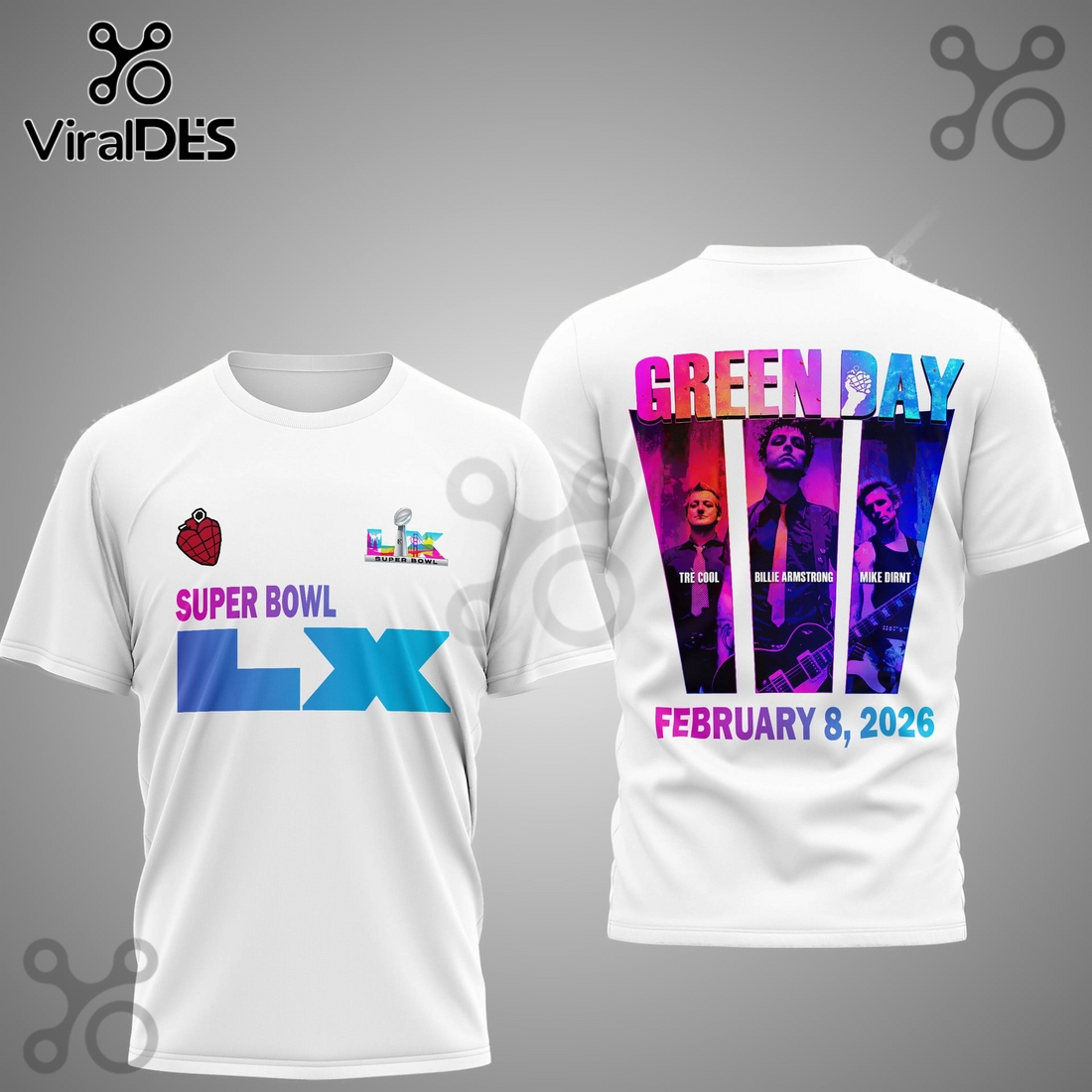 Green Day Super Bowl LX Champions White 3D T-Shirt Green Day Super Bowl LX Champions White 3D T-Shirt