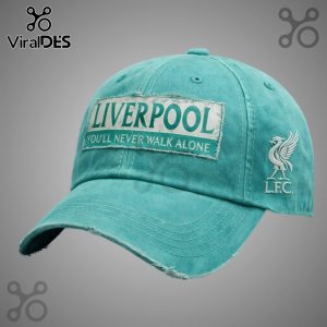 Teal hat with 'Liverpool, You'll Never Walk Alone' text and L.F.C. logo.!